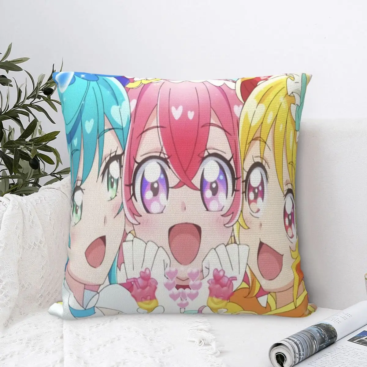 

Delicious Party Excitement Polyester Cushion Cover Pretty Cure Precure Princess Anime Livingroom Pillow Cover Throw Pillowcase