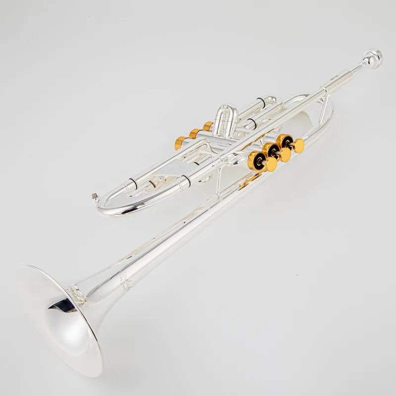 New TR600 Stradivarius Bb Trumpet silver plated musical instrument New Trumpet mouthpiece professional grade