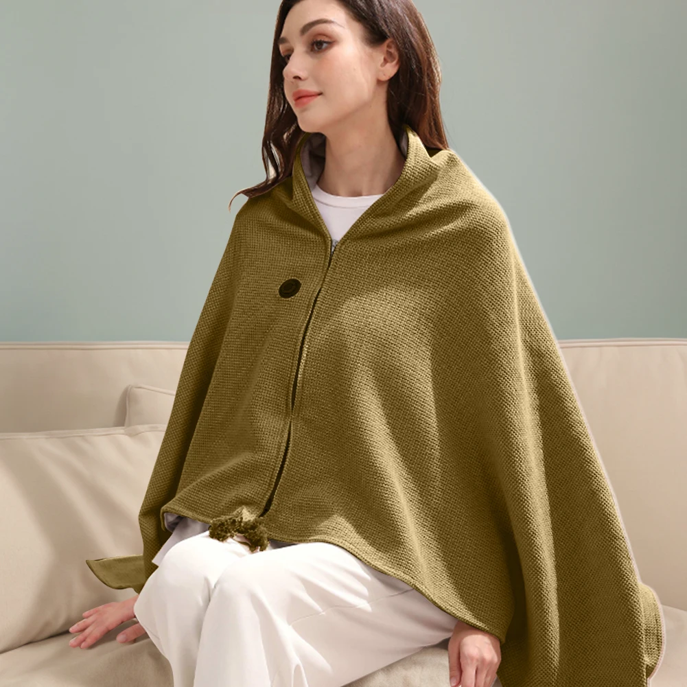 Wearable USB Electric Heated Blanket with 10000mAh Power Bank Heating Electric Blanket Shawl Portable Body Warmer