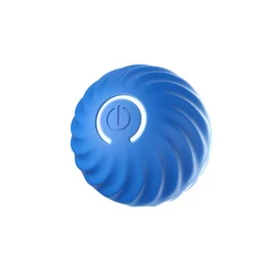 Interactive Smart USB-Powered Jumping and Rotating Chew Toy Ball (Blue)