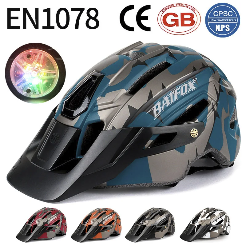 Batfox capacete de bicicleta mtb, capacete de ciclismo de montanha e estrada com visor, capacete de segurança para homens e mulheres ao ar livre
