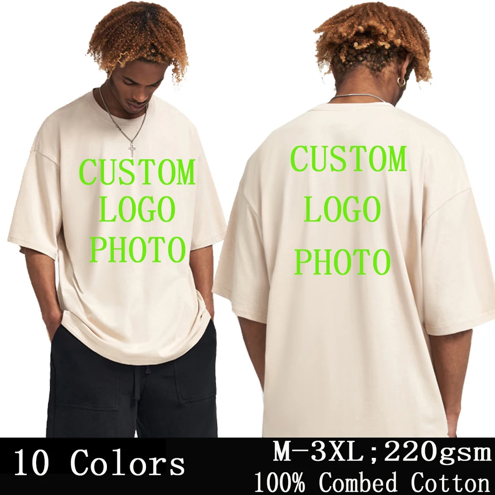 Dropped Shoulder Loose 100% Cotton Short Sleeve O-neck Men T-shirt Tops Tee  Customized Print Your Design Brand Unisex T Shirt - AliExpress