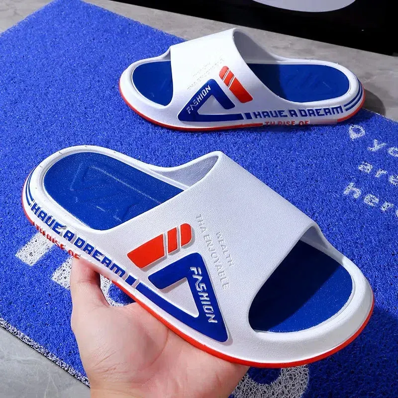 Men's Summer Outdoor Sports Slippers Breathable Lightweight Indoor-Outdoor Slip-On Shoes PVC Bottom Comfortable Footwear