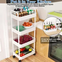 1pc 4-Tier Rolling Storage Cart with Wheels and Sturdy Handle Mobile Organizer for Kitchen Bathroom Office 5