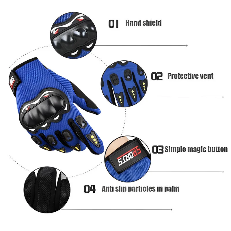 Motorcycle Gloves Breathable Full Finger Racing Hard Shell Gloves Outdoor Sports Protection Riding Cross Dirt Bike Gloves 5