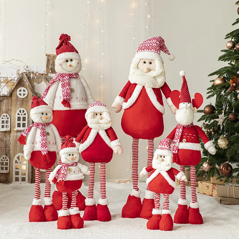 

New Christmas With Telescopic Doll Decoration Knitted Christmas Doll Santa Figurine Home Table Decoration Christmas Kids Gifts