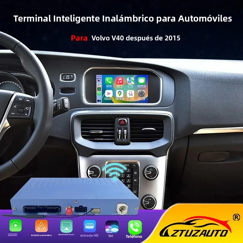 CarPlay Inalámbrico para Volvo V40 2015-2019 con Interfaz Android Auto de 7 Pulgadas, Mirror Link, AirPlay, Compatible con Cámara de Reversa 1