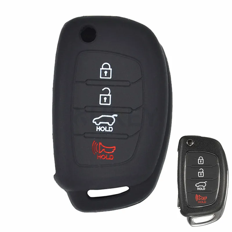 현대 Creta Tucson Santa fe Elantra Sonata i10 i20 i30 i40 i25 ix35 원격 쉘 Fob 커버 포켓 용 실리콘 자동차 키 케이스