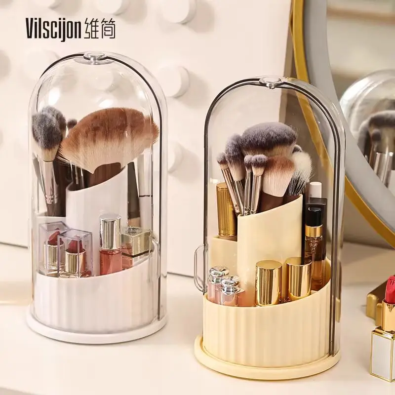 360&deg; Rotating Makeup Brush Holder Desktop Makeup Organizer Cosmetic Storage Box Lipstick Eyebrow Brush Holder Jewelry Container