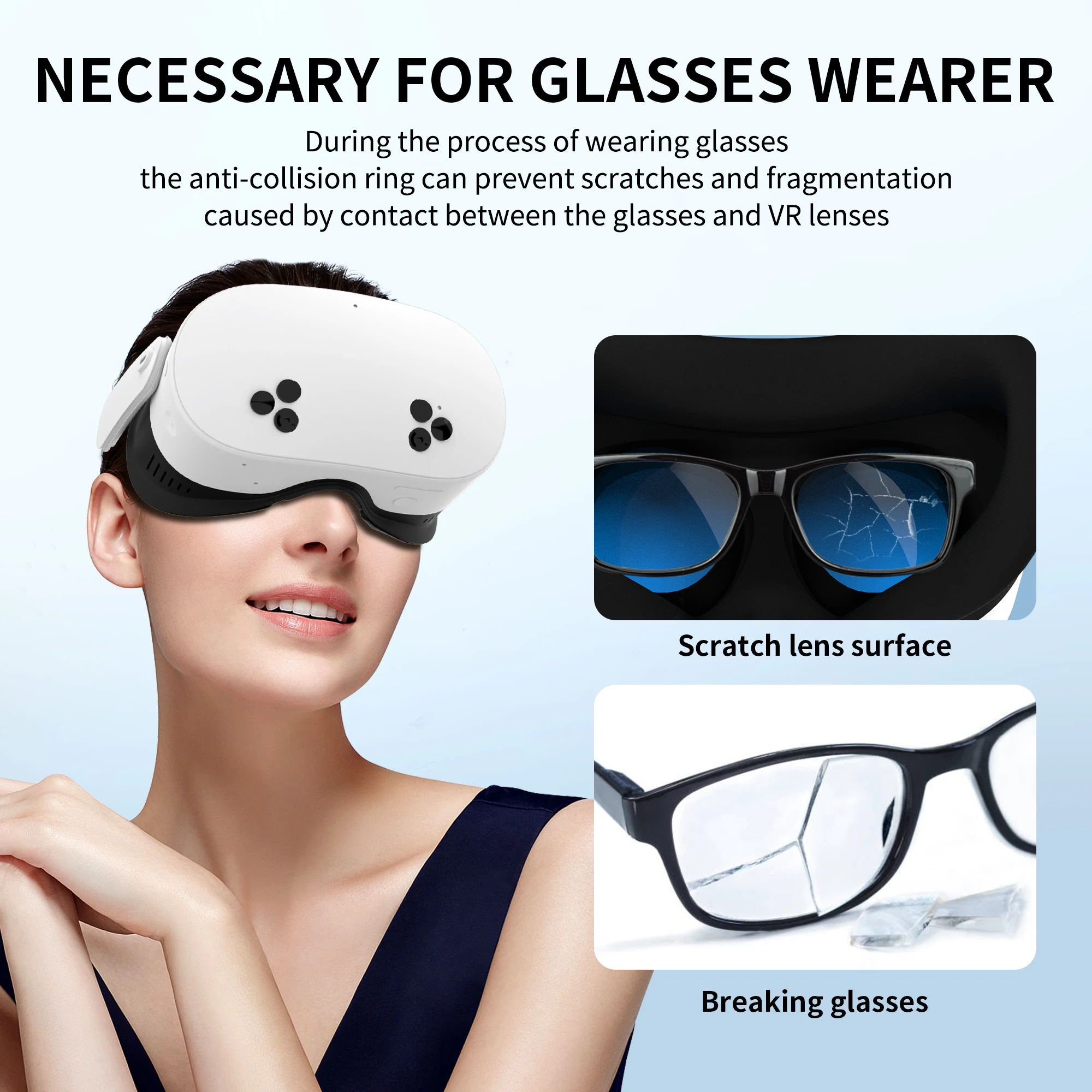 Hibloks Glasses Spacer Prevent Myopia Glasses and VR Lenses from Scratching VR