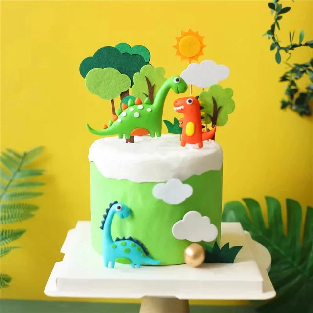 Décoration Gâteau Dinosaure - 19 Pièces - Topper Safari Jungle - Pour Anniversaire Enfant - Non Comestible