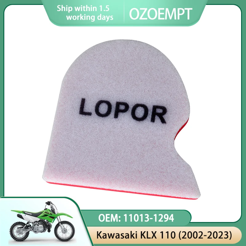 

OZOEMPT DUAL-LAYER FOAM Motorcycle Air Filter Apply to Kawasaki KLX 110 (2002-2023) OEM: 11013-1294