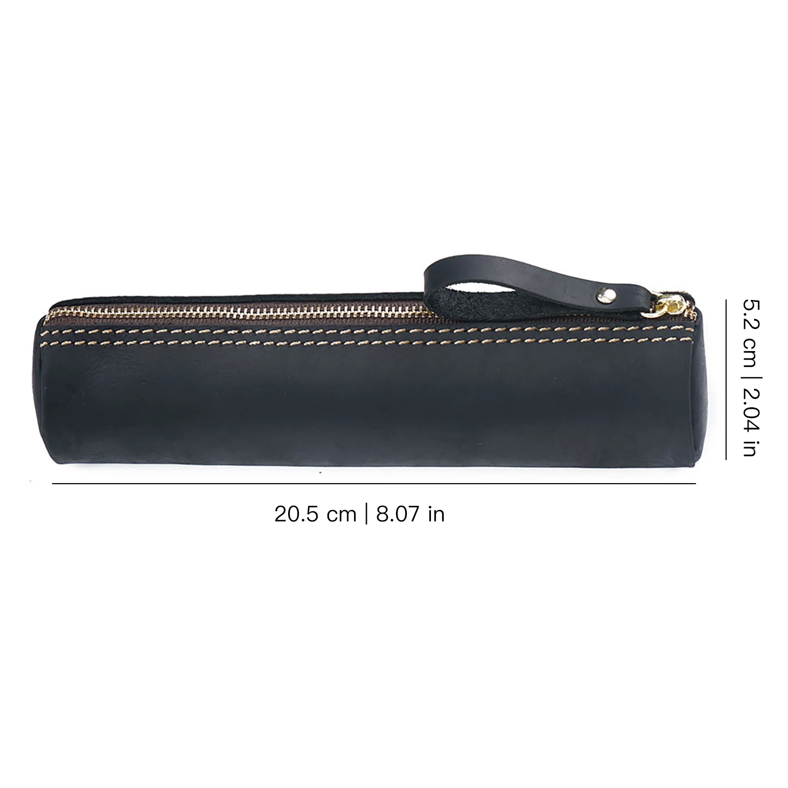 Genuine Leather Zipper Pen Case - Stylish Pencil Pouch for Students, Office & Travel - Compact Stationery Organizer Bag 3