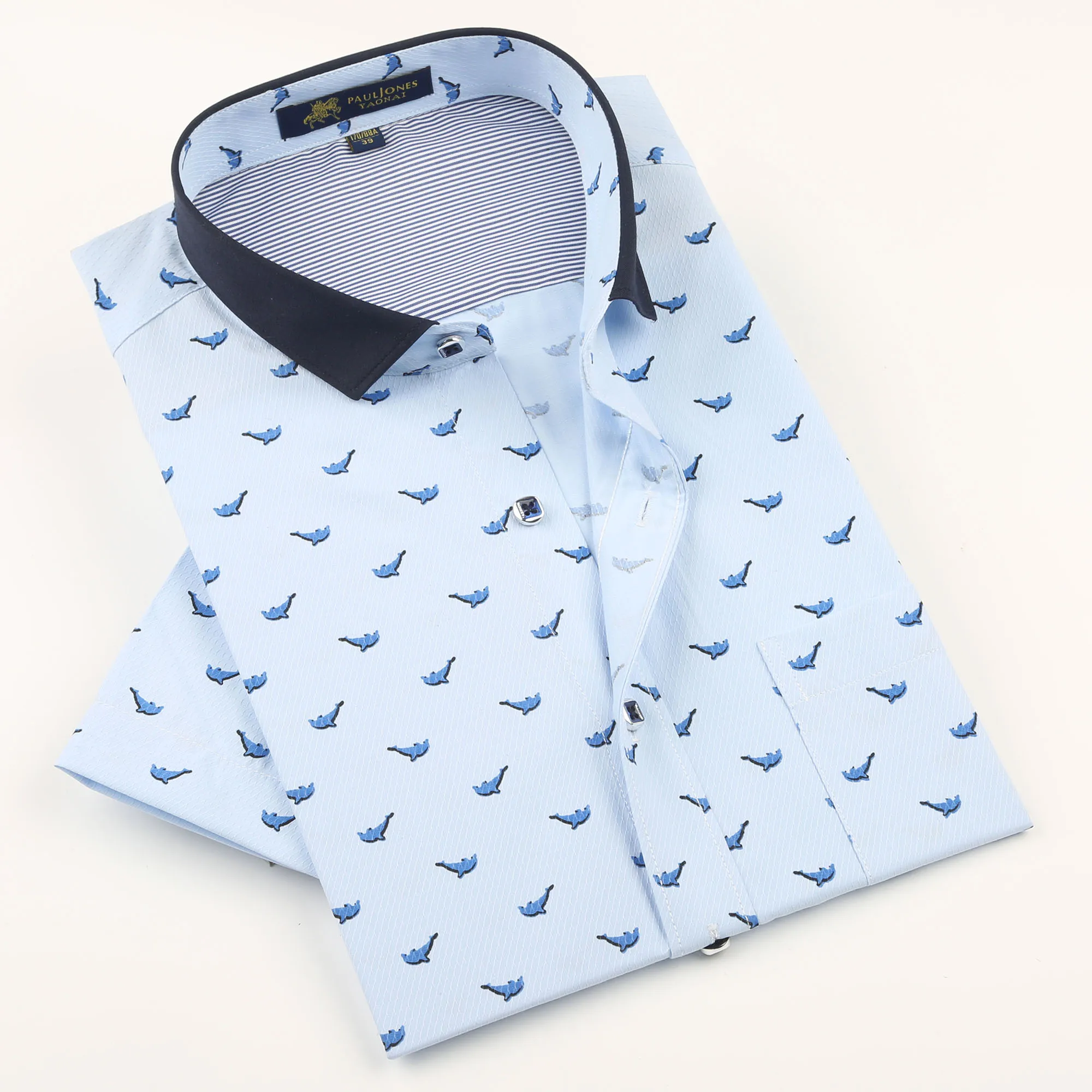 Summer Fashion Short Sleeve Dress Shirts Men's Business Formal Casual Social Button Up Shirts