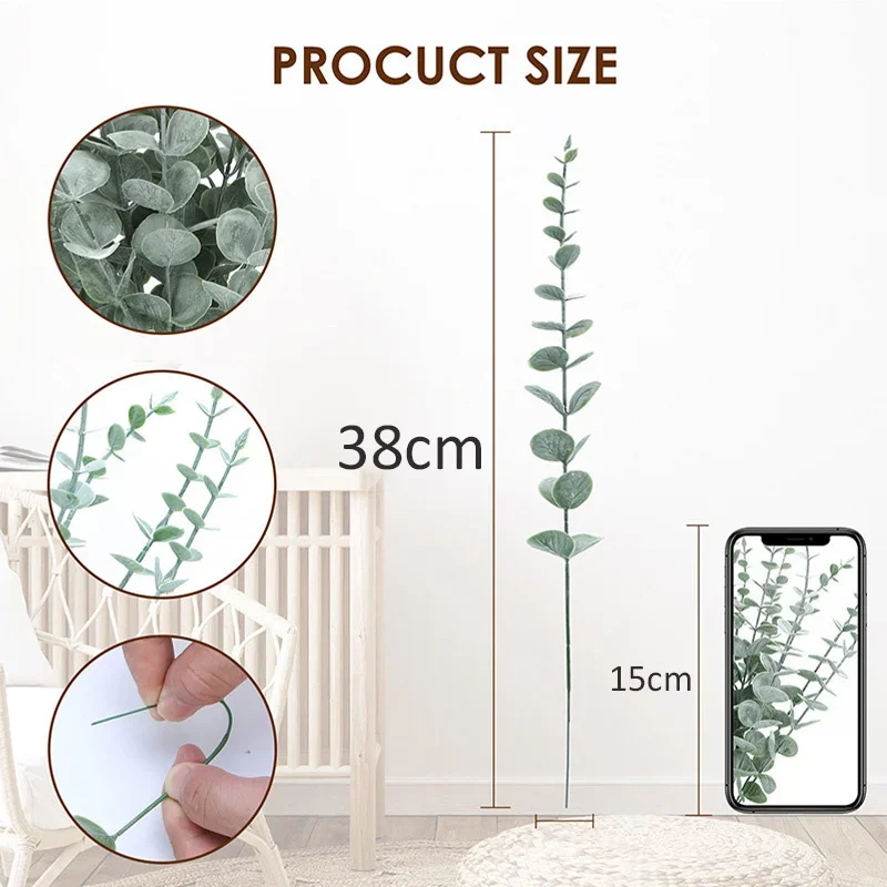 Artificial Plants 10pcs Eucalyptus Leaves for Home Garden Wedding Decoration