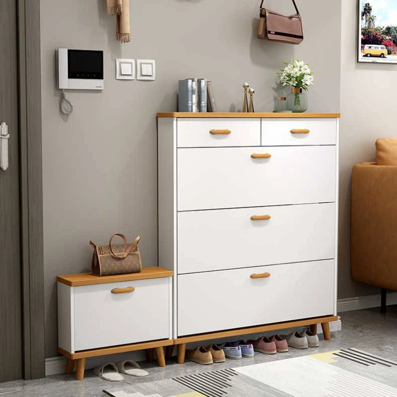 

Nordic Tilted Shoe Rack Wooden Entry Way Indoor Vertical Creative Design Hallway Narrow Shoe Cabinets Partition Szafka Furniture