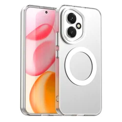 Luxury Magnetic Wireless Charging Case with Candy Colors and Transparent Back Shell for HONOR 400 Pro (White)