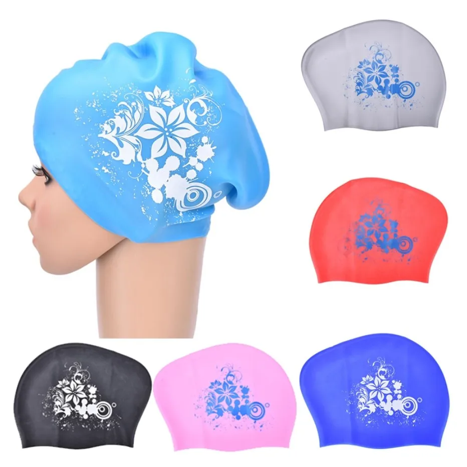 Tampão de natação de silicone para cabelos longos, Caps de natação impermeáveis para mulheres, chapéu de mergulho feminino para crianças, capa Natacion