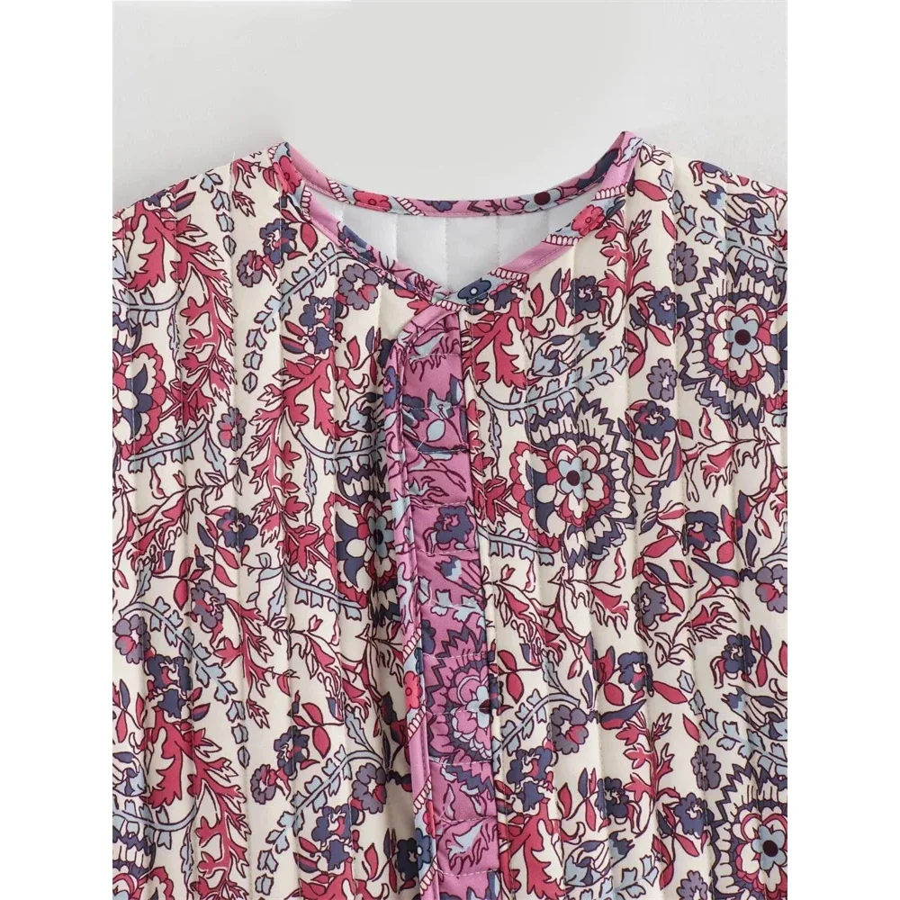 Aoaiiys Printed Vest for Women Tops Chic Sleeveless Autumn Winter Warm Quilted Cotton Vest New Fashion Causal Vintage WaistCoat 4