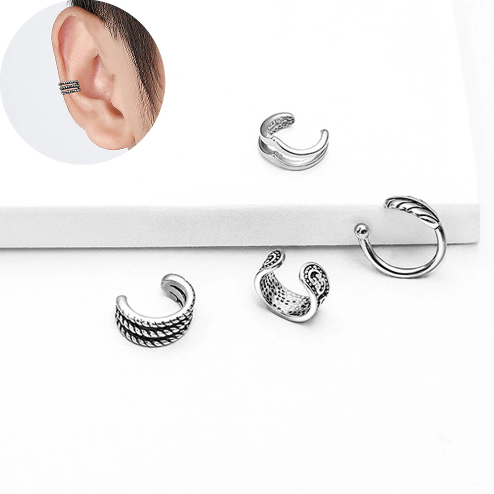 

Серьги-клипсы в виде листа в стиле панк для женщин и мужчин, ювелирные изделия из титановой стали y2k, без пирсинга, серьги-поддельные, серебристого цвета, 1 пара