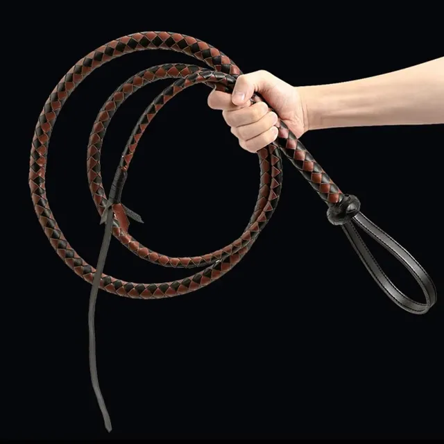 240CM Real Leather Horse Whip Bull Whip, Genuine Leather Bull Whip Cowhide Horse Riding Whip 3