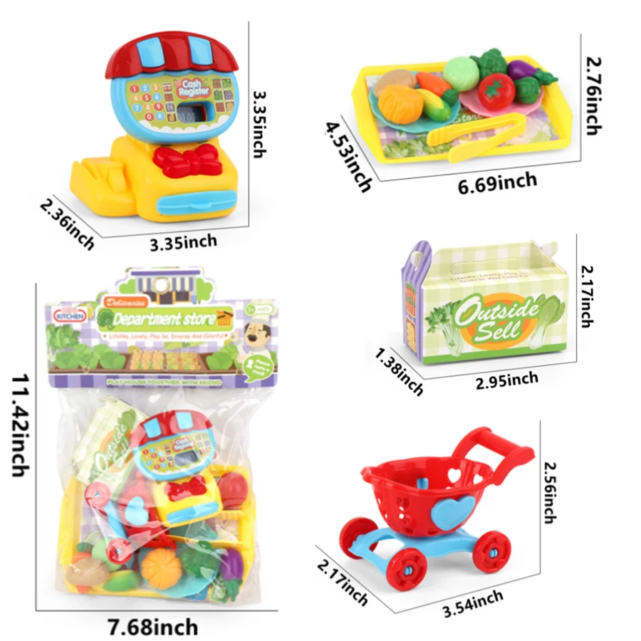 Supermarket Cashier Toys Mini Supermarket Cash Register Play House Shopping Cart Set Children's Toys