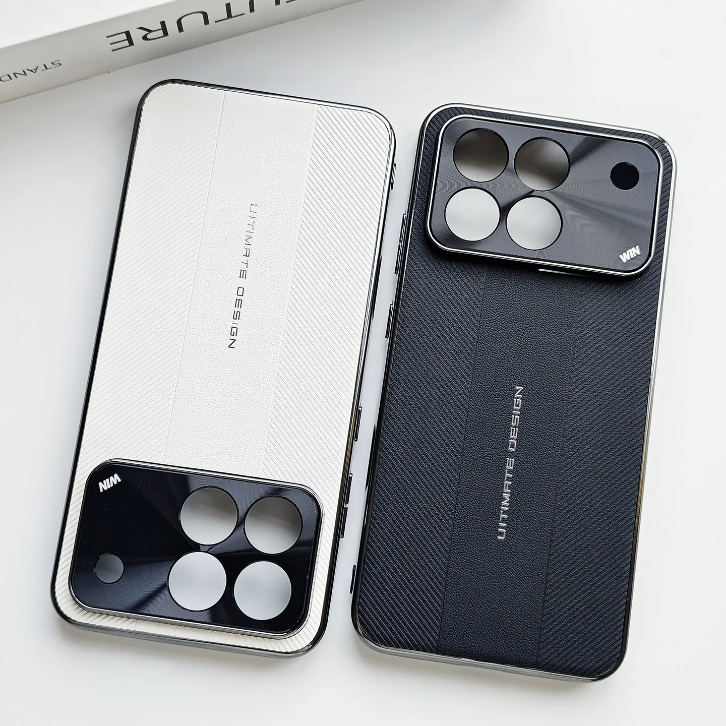 Luxury Leather Electroplated Lens Film Protection Case - Supercar Style Shockproof Cover