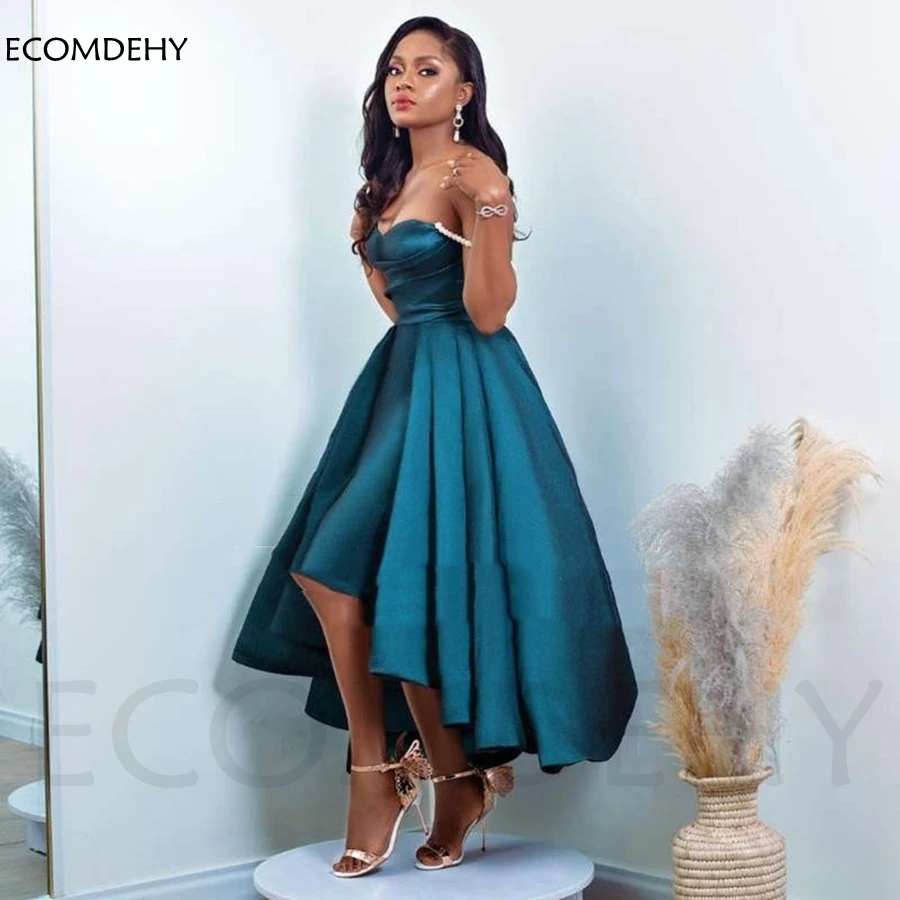 

New Arrival High Low Ruched Satin Evening Dresses 2023 Sweetheart Formal dress Robe de soirée femme Prom Party dress Plus size
