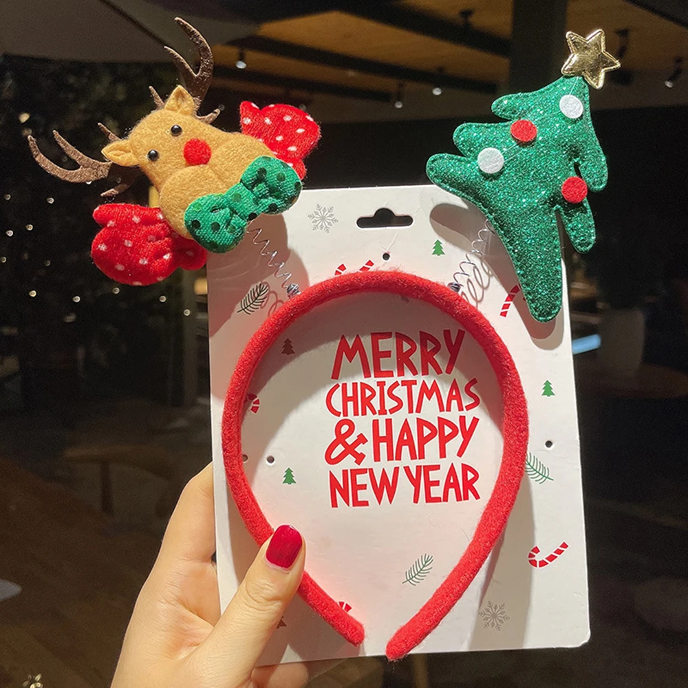 Christmas Sen Deer Horn Hair Band Female Santa Claus Hair Band Headwear Holiday Dress Headband Headwear New Year