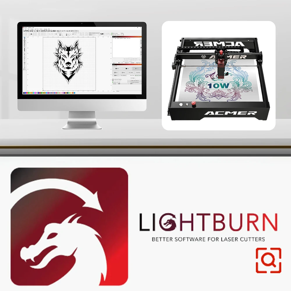 LightBurn Control Software For All Brands Of Laser Engraving Cutting Machine laser engraving machine ACMER Ortur Aufero Engraver Cutter Gcode License K