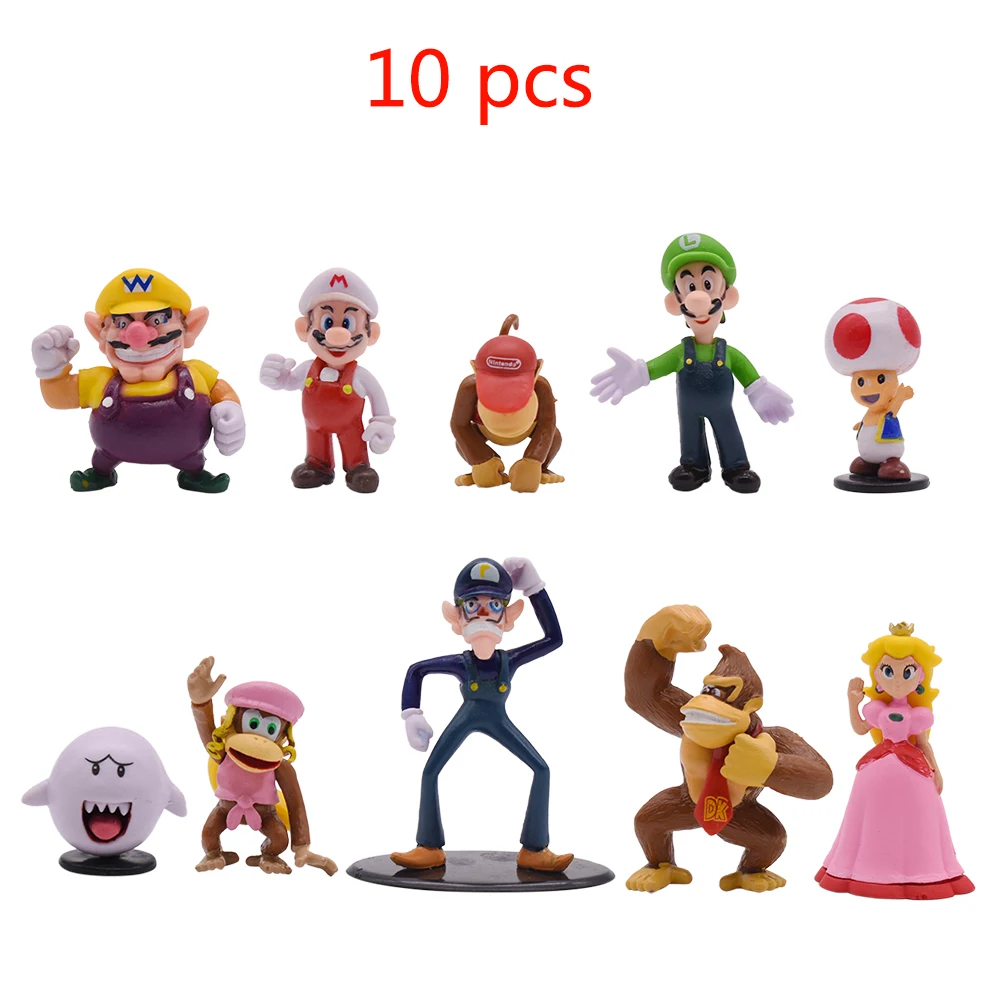 スーパーマリオのブロス。3-48 PVCアニメフィギュアセット,収集可能な