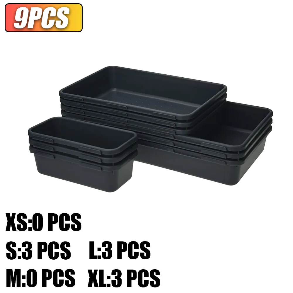 61/45/34/24/9 adet masa çekmece organizatörleri 5 boyutu birbirine sığ alet düzenleyici tepsi bölücüler araç kutusu eşya kutuları konteyner