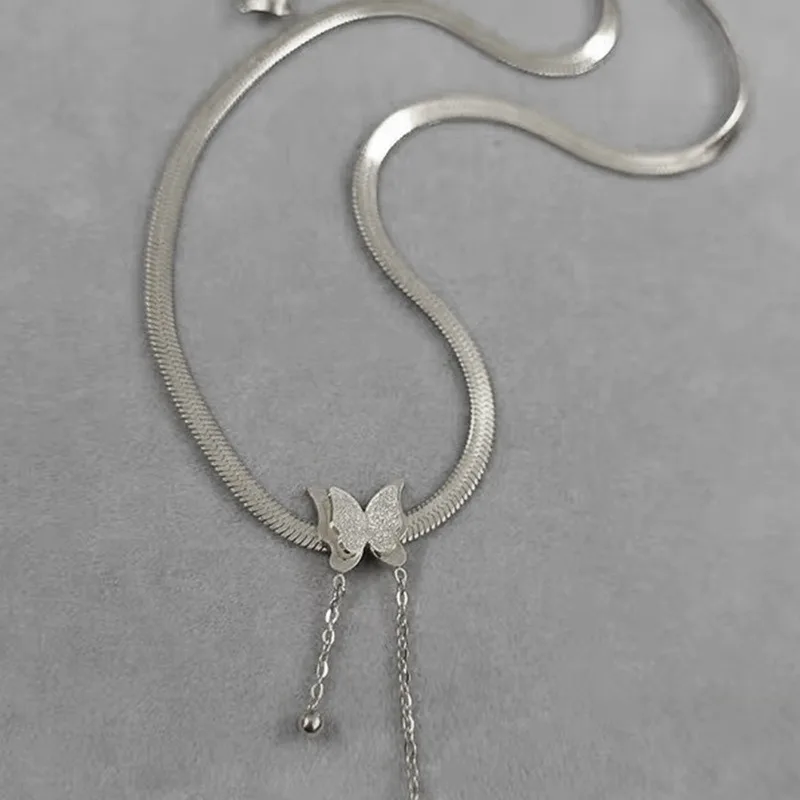 Vintage Kelebek Kolye Kadın Altın Rengi Paslanmaz Çelik Yılanlar Zincirler Estetik Charm Kolye Düğün Partisi Takı Hediye_voghion.com