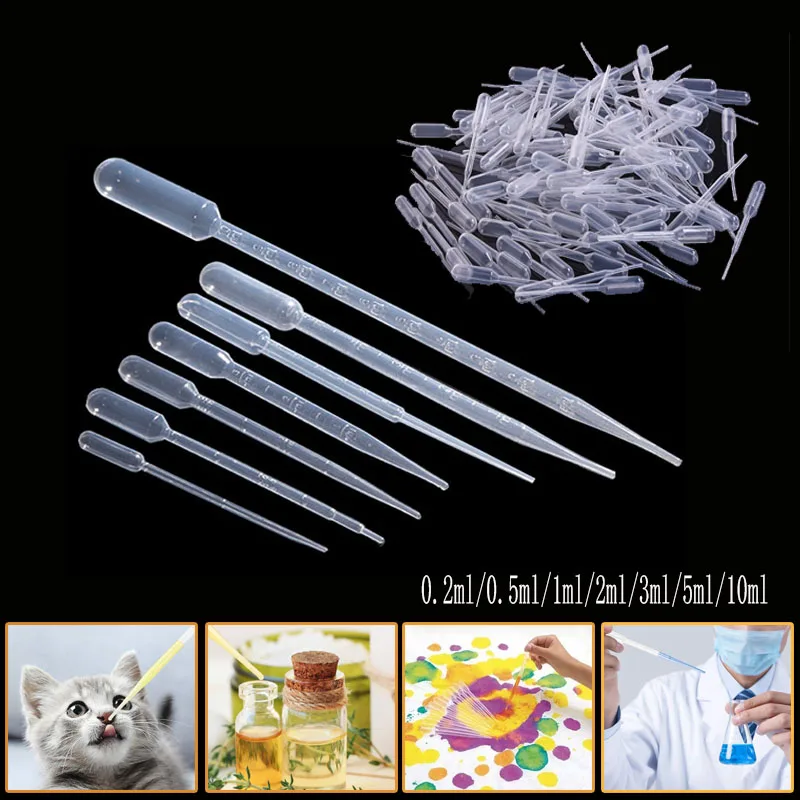 

25-100PCS 0.2 -10ML Practical Pipettes Disposable Safe Plastic Eye Dropper Transfer Graduated Pipettes Educational Supplies