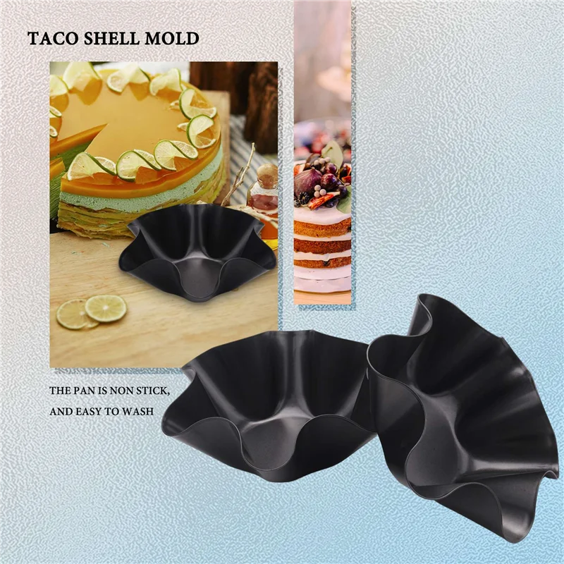 Large Non-Stick Fluted Tortilla Shell Pans Taco Salad Bowl Makers, Non-Stick Carbon Steel, Set Of 4 Tostada Bakers
