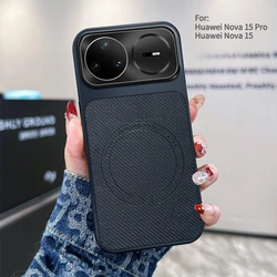 Lychee Pattern Ultra - Thin Magnetic Case with Wireless Charging Compatibility for Huawei Nova 15 Pro (Carbon fiber grain)