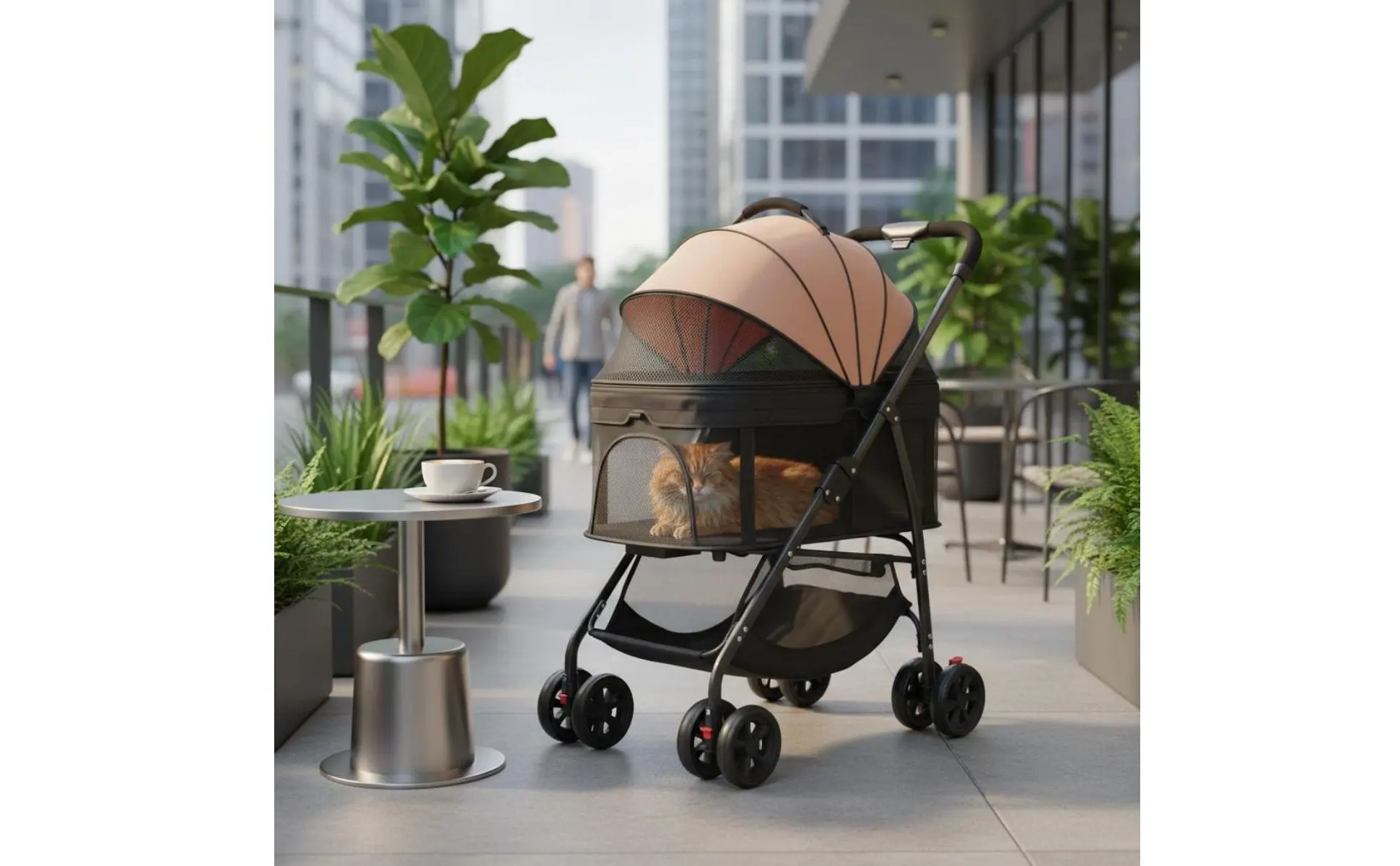 Foldable Pet Pet Transport Full Rotation Wheels Detachable Pet Carrier Pet Transport Lightweight Dog Cat Animal Carriage Storage