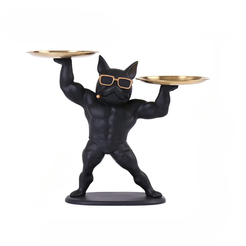

Desk Decoration Explosive Bulldog French Dog Ornament Creative Key Storage Tray Living Room Entrance Desktop Home Decorations