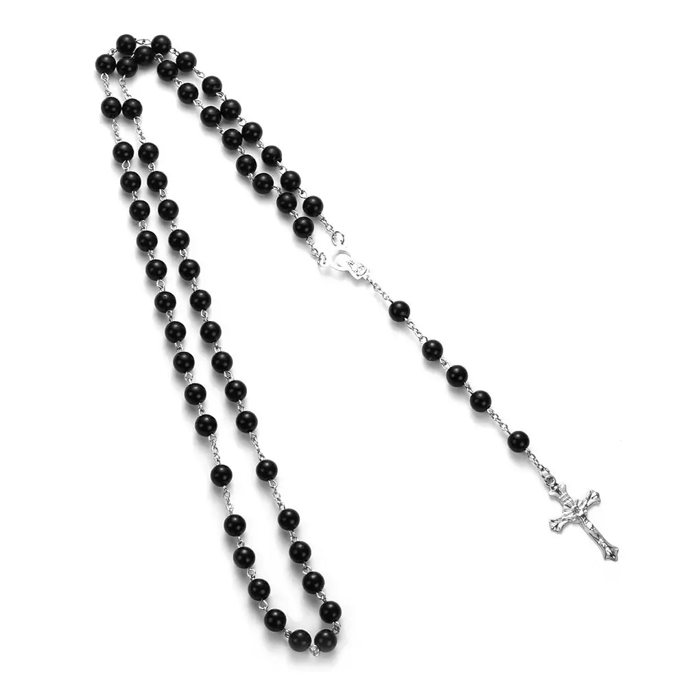 Zinc Alloy Crucifix Necklace with Crystal Beads