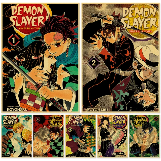 Demon slayer kimetsu não yaiba temporada 2 estilo vintage kraft papel  imprime barra de papel afe kraft poster decoração da parede dos desenhos  animados cartazes - AliExpress