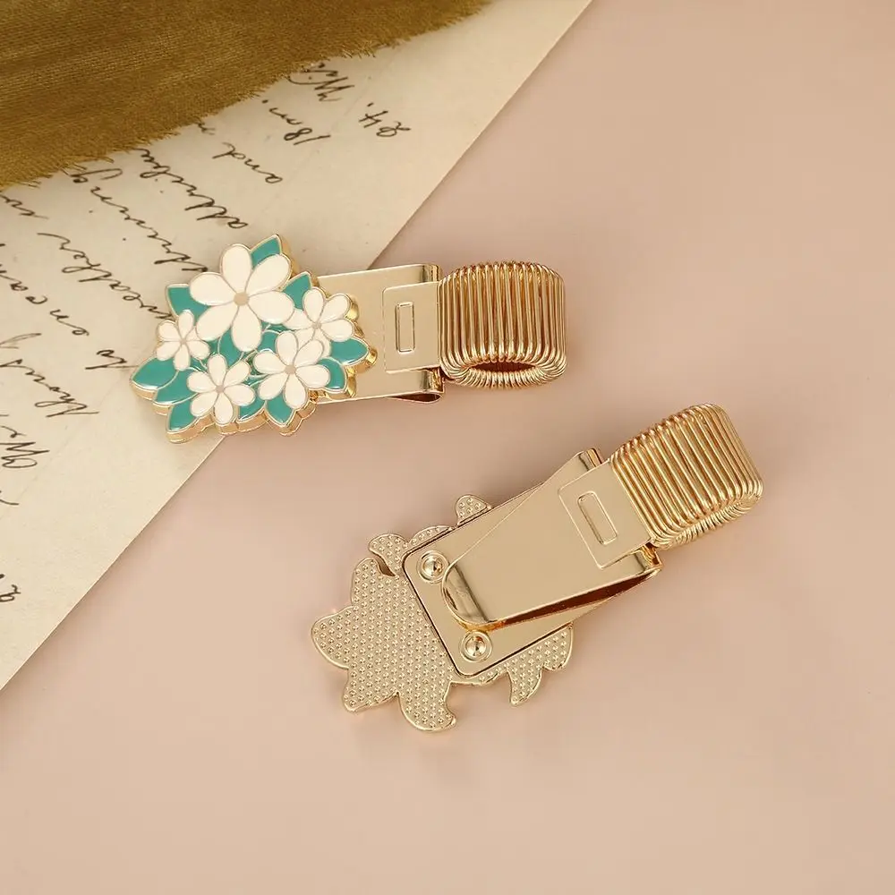 휴대용 금속 펜 홀더 꽃무늬 레트로 종이 고정 클립 저널 클립 학생용