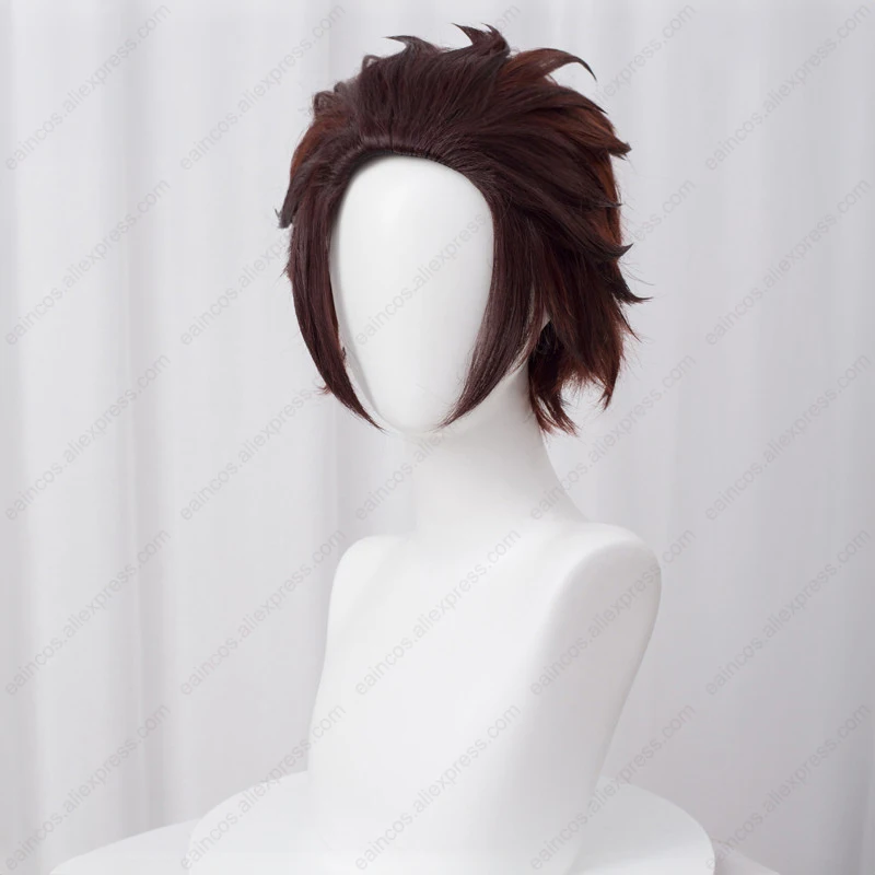 Tanjiro Kamado Inspired Brown Gradient Cosplay Wig – Heat Resistant Synthetic Hair, 30cm