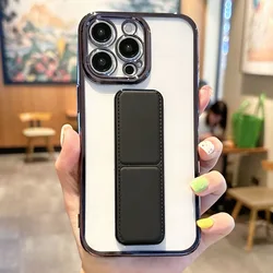 Magnetic Stand Kickstand Silicone Soft Protective Case with Wrist Strap and Air Support - iPhone 18 Pro Max (Black)