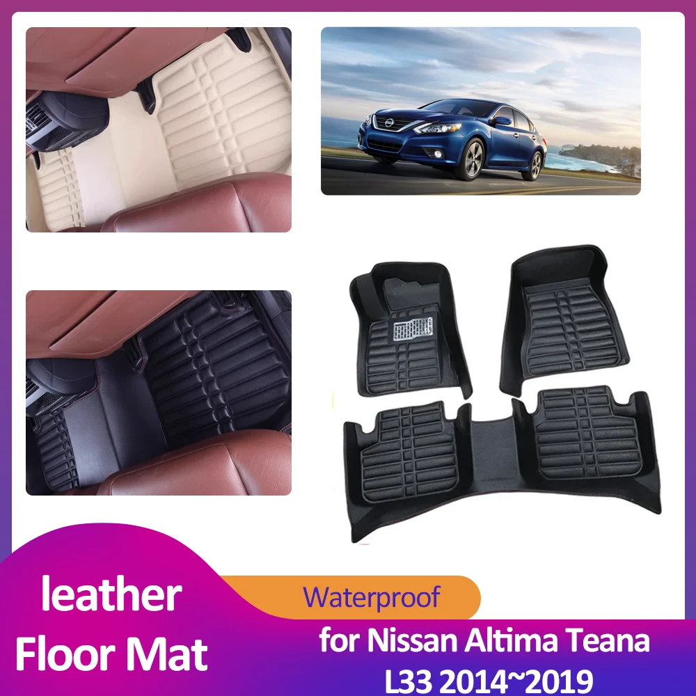 

Car Floor Mat for Nissan Altima Teana L33 2014~2019 2015 2016 Leather Foot Inner Liner Waterproof Carpet Pad Custom Accessories