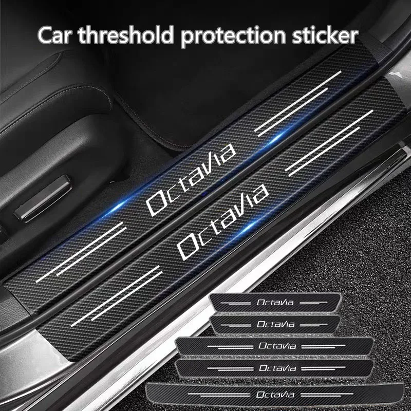 Car Rear Bumper Trunk Guard Leather Carbon Fiber Sticker For Skoda Octavia  Fabia Rapid Karoq Kodiaq Scala Superb Car Accessories - AliExpress