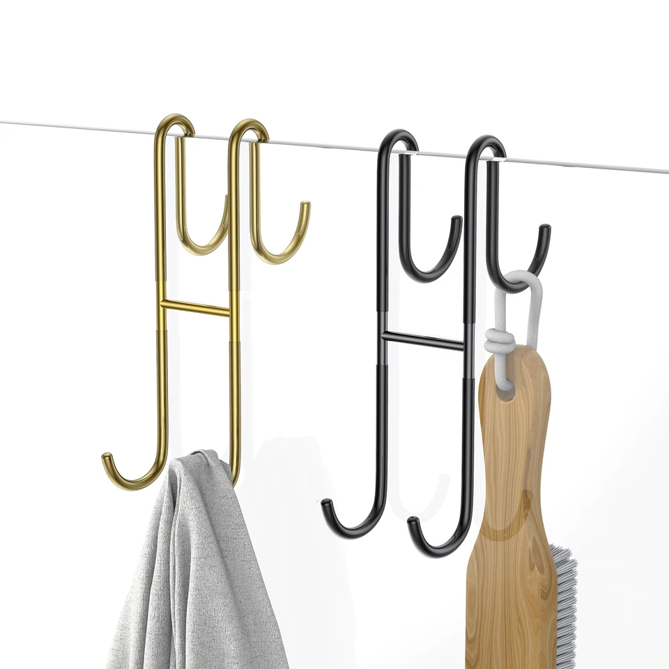2 pezzi Set doppi ganci a forma di S 7 ''pollici metallo bagno doccia in vetro senza cornice appendiabi appendiabi cucina da giardino famiglia  15