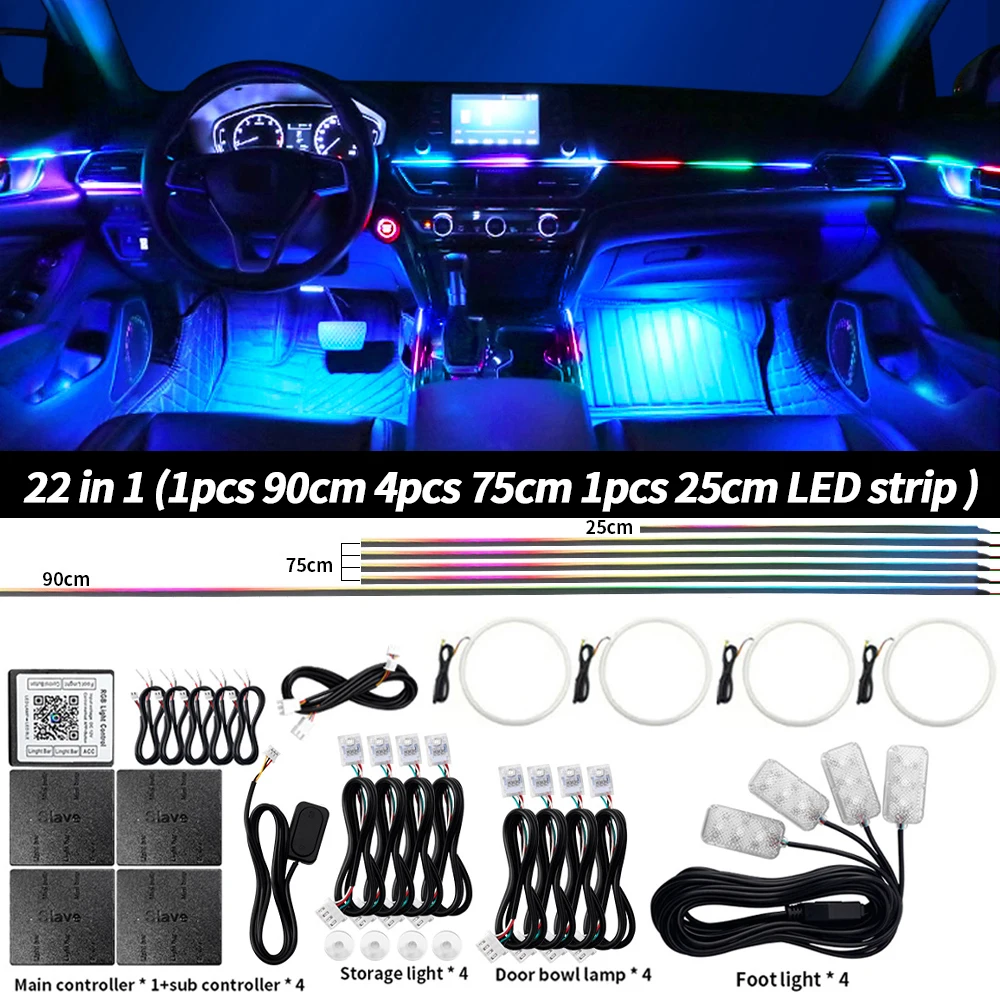 ตัวเลือกสินค้า แถบไฟ LED ปรับสีได้ 213 สี สำหรับตกแต่งภายในรถ