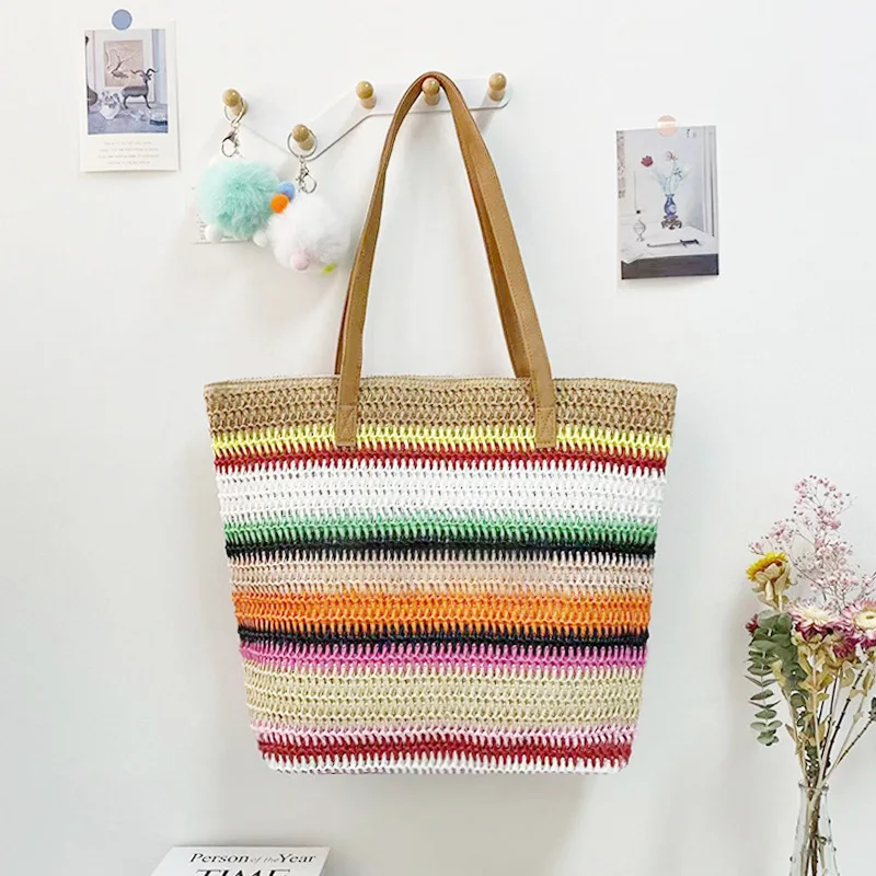 New Eco-friendly Straw Bag Women's Versatile Shoulder Bag Mommy Bag Fashion Beach Bag Twitter Bag Women's Handbags Tote Bags