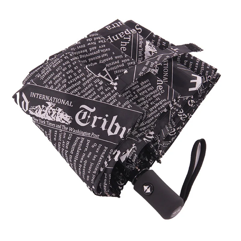 Fully Automatic Folding Newspaper Umbrella Men and Women Sunny and Rainy Umbrella Personality Creative Trend Student folding umbrella automatic umbrella