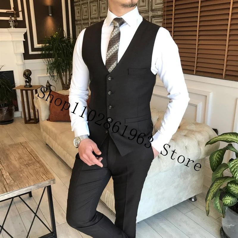 New Arrival Best Men Tuxedos For Wedding 3 Pieces Male Suits Formal Groomsmen Wedding Tuxedos Blazer+Vest+Pants Costume Homme